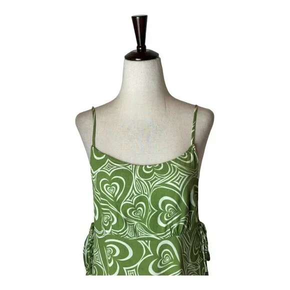 Lisa Says Gah Green And White Wild Hearts Pattern Yolande Mini Dress Size‎ M - Picture 4 of 9